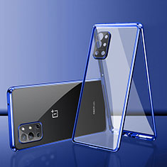 OnePlus 9RT 5G用ケース 高級感 手触り良い アルミメタル 製の金属製 360度 フルカバーバンパー 鏡面 カバー OnePlus ネイビー