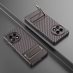 OnePlus Ace 2 5G用極薄ソフトケース シリコンケース 耐衝撃 全面保護 スタンド バンパー KC3 OnePlus ブラウン