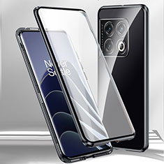 OnePlus Ace 2 5G用ケース 高級感 手触り良い アルミメタル 製の金属製 360度 フルカバーバンパー 鏡面 カバー P02 OnePlus ブラック