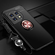 OnePlus Ace 2 5G用極薄ソフトケース シリコンケース 耐衝撃 全面保護 アンド指輪 マグネット式 バンパー SD3 OnePlus ゴールド・ブラック