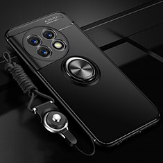 OnePlus Ace 2 Pro 5G用極薄ソフトケース シリコンケース 耐衝撃 全面保護 アンド指輪 マグネット式 バンパー SD3 OnePlus ブラック
