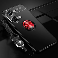 OnePlus Ace 2V 5G用極薄ソフトケース シリコンケース 耐衝撃 全面保護 アンド指輪 マグネット式 バンパー SD3 OnePlus レッド・ブラック
