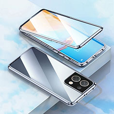 OnePlus Ace 2V 5G用ケース 高級感 手触り良い アルミメタル 製の金属製 360度 フルカバーバンパー 鏡面 カバー OnePlus シルバー