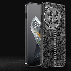 OnePlus Ace 3 5G用シリコンケース ソフトタッチラバー レザー柄 カバー OnePlus ブラック