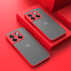 OnePlus Ace 3 5G用ハイブリットバンパーケース クリア透明 プラスチック カバー OnePlus レッド