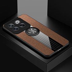 OnePlus Ace Pro 5G用極薄ソフトケース シリコンケース 耐衝撃 全面保護 アンド指輪 マグネット式 バンパー X01L OnePlus ブラウン