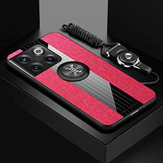 OnePlus Ace Pro 5G用極薄ソフトケース シリコンケース 耐衝撃 全面保護 アンド指輪 マグネット式 バンパー X03L OnePlus レッド