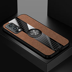 OnePlus Nord 2 5G用極薄ソフトケース シリコンケース 耐衝撃 全面保護 アンド指輪 マグネット式 バンパー X01L OnePlus ブラウン