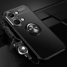 OnePlus Nord 3 5G用極薄ソフトケース シリコンケース 耐衝撃 全面保護 アンド指輪 マグネット式 バンパー SD3 OnePlus ブラック