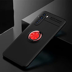 OnePlus Nord用極薄ソフトケース シリコンケース 耐衝撃 全面保護 アンド指輪 マグネット式 バンパー OnePlus レッド・ブラック