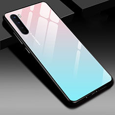 OnePlus Nord用ハイブリットバンパーケース プラスチック 鏡面 カバー OnePlus ライトブルー