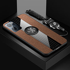 OnePlus Nord CE 2 5G用極薄ソフトケース シリコンケース 耐衝撃 全面保護 アンド指輪 マグネット式 バンパー X03L OnePlus ブラウン