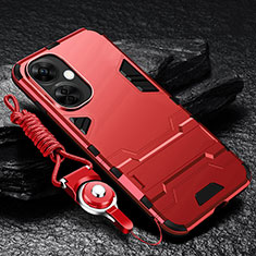 OnePlus Nord CE 3 5G用ハイブリットバンパーケース スタンド プラスチック 兼シリコーン カバー R01 OnePlus レッド