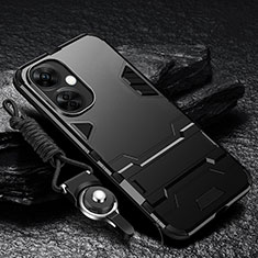 OnePlus Nord CE 3 5G用ハイブリットバンパーケース スタンド プラスチック 兼シリコーン カバー R01 OnePlus ブラック