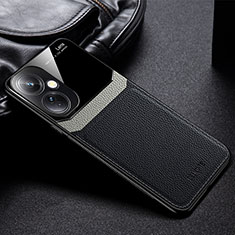 OnePlus Nord CE 3 5G用シリコンケース ソフトタッチラバー レザー柄 カバー FL1 OnePlus ブラック