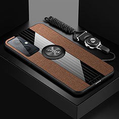 OnePlus Nord N20 5G用極薄ソフトケース シリコンケース 耐衝撃 全面保護 アンド指輪 マグネット式 バンパー X03L OnePlus ブラウン