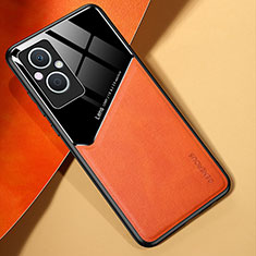OnePlus Nord N20 5G用シリコンケース ソフトタッチラバー レザー柄 アンドマグネット式 OnePlus オレンジ