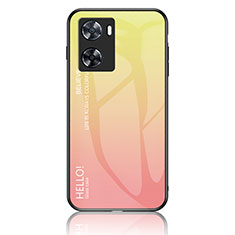 OnePlus Nord N20 SE用ハイブリットバンパーケース プラスチック 鏡面 虹 グラデーション 勾配色 カバー LS1 OnePlus イエロー