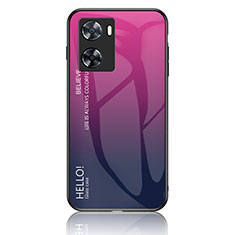 OnePlus Nord N20 SE用ハイブリットバンパーケース プラスチック 鏡面 虹 グラデーション 勾配色 カバー LS1 OnePlus ローズレッド