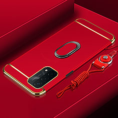 OnePlus Nord N200 5G用ケース 高級感 手触り良い メタル兼プラスチック バンパー アンド指輪 P01 OnePlus レッド