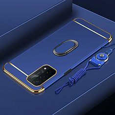 OnePlus Nord N200 5G用ケース 高級感 手触り良い メタル兼プラスチック バンパー アンド指輪 P01 OnePlus ネイビー