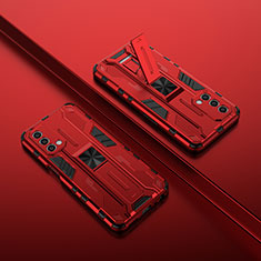 OnePlus Nord N200 5G用ハイブリットバンパーケース スタンド プラスチック 兼シリコーン カバー マグネット式 T01 OnePlus レッド