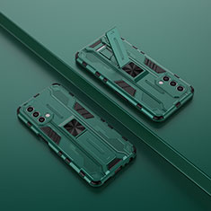 OnePlus Nord N200 5G用ハイブリットバンパーケース スタンド プラスチック 兼シリコーン カバー マグネット式 T01 OnePlus グリーン