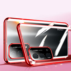 OnePlus Nord N200 5G用ケース 高級感 手触り良い アルミメタル 製の金属製 360度 フルカバーバンパー 鏡面 カバー P01 OnePlus レッド