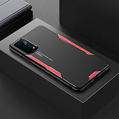OnePlus Nord N200 5G用ケース 高級感 手触り良い アルミメタル 製の金属製 兼シリコン カバー OnePlus レッド