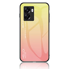OnePlus Nord N300 5G用ハイブリットバンパーケース プラスチック 鏡面 虹 グラデーション 勾配色 カバー LS1 OnePlus イエロー