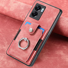 OnePlus Nord N300 5G用シリコンケース ソフトタッチラバー レザー柄 カバー SD1 OnePlus ピンク