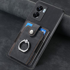 OnePlus Nord N300 5G用シリコンケース ソフトタッチラバー レザー柄 カバー SD1 OnePlus ブラック