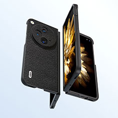 OnePlus Open 5G用ハイブリットバンパーケース 高級感 手触り良いレザー柄 兼プラスチック BH7 OnePlus ブラック