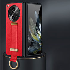 OnePlus Open 5G用ハイブリットバンパーケース 高級感 手触り良いレザー柄 兼プラスチック LD1 OnePlus レッド