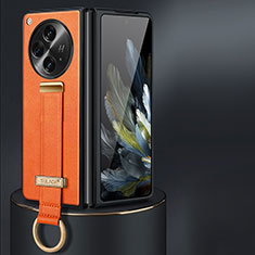 OnePlus Open 5G用ハイブリットバンパーケース 高級感 手触り良いレザー柄 兼プラスチック LD1 OnePlus オレンジ
