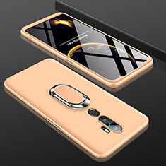Oppo A11用ハードケース プラスチック 質感もマット 前面と背面 360度 フルカバー アンド指輪 Oppo ゴールド