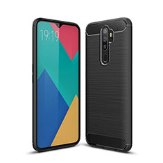 Oppo A11用シリコンケース ソフトタッチラバー ライン カバー Oppo ブラック