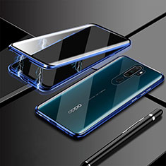 Oppo A11X用ケース 高級感 手触り良い アルミメタル 製の金属製 360度 フルカバーバンパー 鏡面 カバー M02 Oppo ネイビー