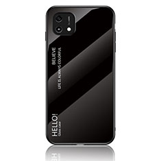 Oppo A16K用ハイブリットバンパーケース プラスチック 鏡面 虹 グラデーション 勾配色 カバー LS1 Oppo ブラック