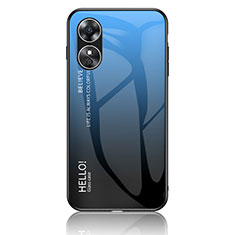 Oppo A17用ハイブリットバンパーケース プラスチック 鏡面 虹 グラデーション 勾配色 カバー LS1 Oppo ネイビー