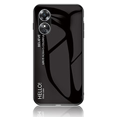 Oppo A17用ハイブリットバンパーケース プラスチック 鏡面 虹 グラデーション 勾配色 カバー LS1 Oppo ブラック