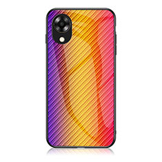 Oppo A17K用ハイブリットバンパーケース プラスチック 鏡面 虹 グラデーション 勾配色 カバー LS2 Oppo オレンジ