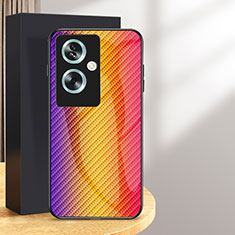 Oppo A2 5G用ハイブリットバンパーケース プラスチック 鏡面 虹 グラデーション 勾配色 カバー LS2 Oppo オレンジ