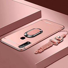 Oppo A31用ケース 高級感 手触り良い メタル兼プラスチック バンパー アンド指輪 A01 Oppo ローズゴールド