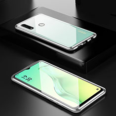 Oppo A31用ケース 高級感 手触り良い アルミメタル 製の金属製 360度 フルカバーバンパー 鏡面 カバー Oppo シルバー