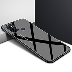 Oppo A32用ハイブリットバンパーケース プラスチック 鏡面 カバー Oppo ブラック