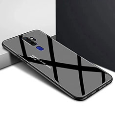 Oppo A5 (2020)用ハイブリットバンパーケース プラスチック 鏡面 カバー Oppo ブラック