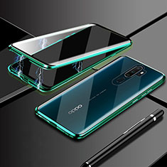 Oppo A5 (2020)用ケース 高級感 手触り良い アルミメタル 製の金属製 360度 フルカバーバンパー 鏡面 カバー M02 Oppo グリーン