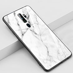 Oppo A5 (2020)用ハイブリットバンパーケース プラスチック パターン 鏡面 カバー S01 Oppo ホワイト