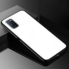 Oppo A52用ハイブリットバンパーケース プラスチック 鏡面 虹 グラデーション 勾配色 カバー Oppo ホワイト